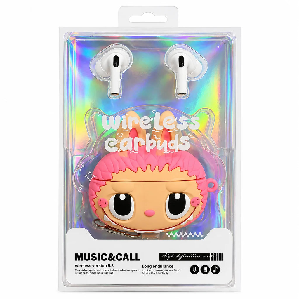 Wireless Cartoon Earbuds Set pink or blue