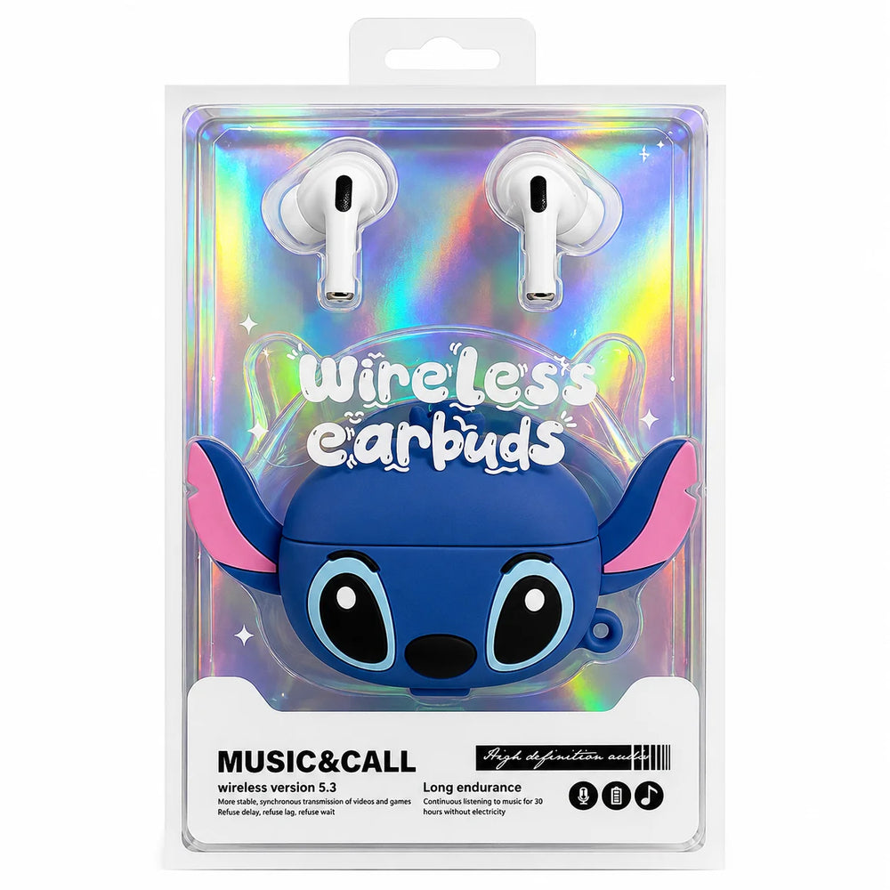 Wireless Cartoon Earbuds Set pink or blue