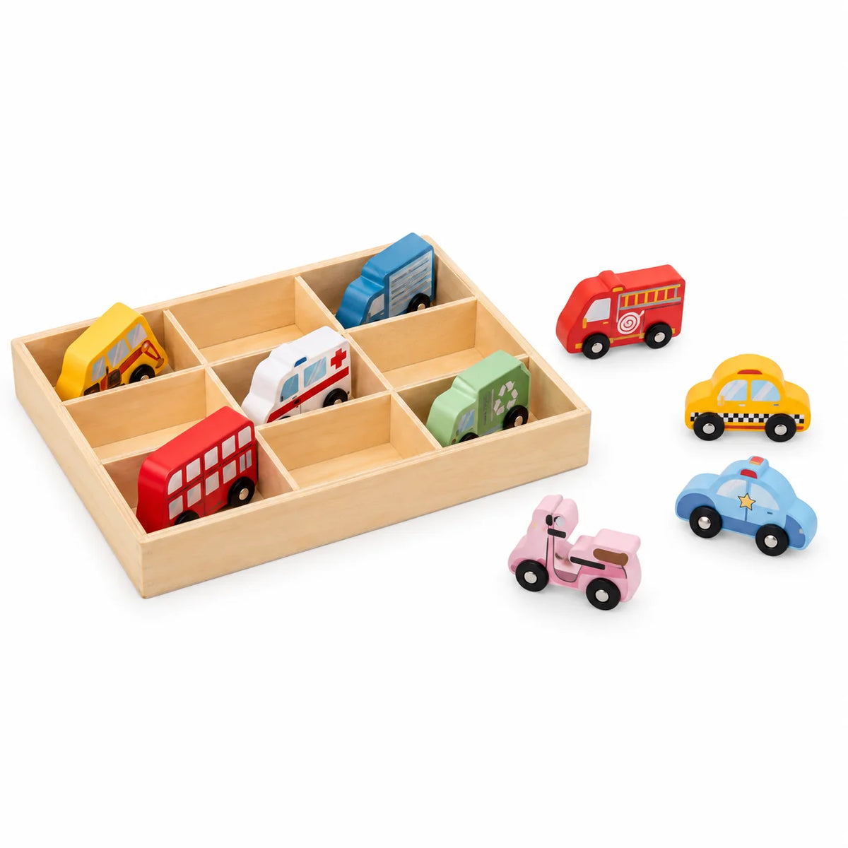 Wooden Cars & Parking Garage Set