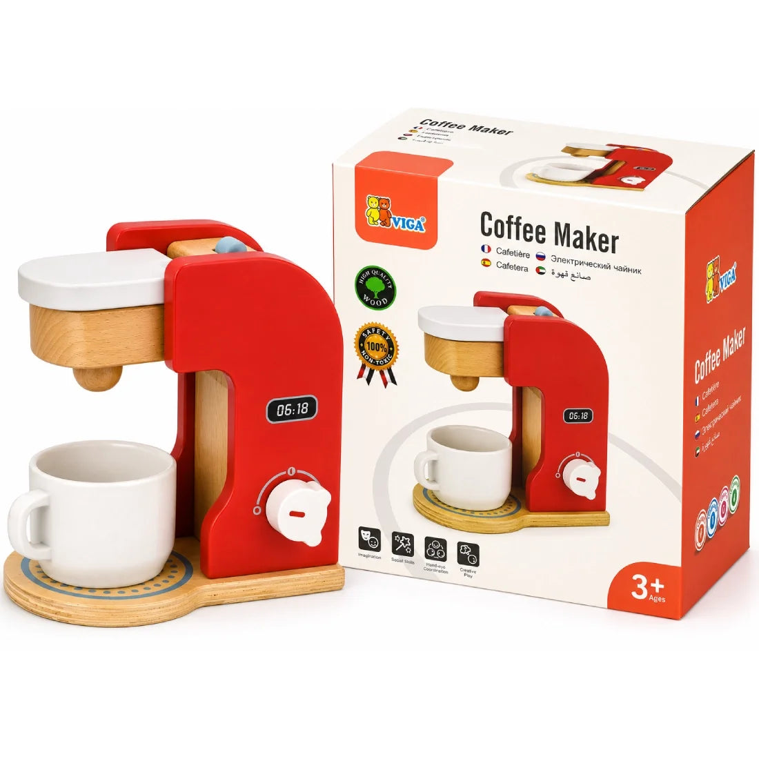 Wooden Coffee Maker Play Set for Kids