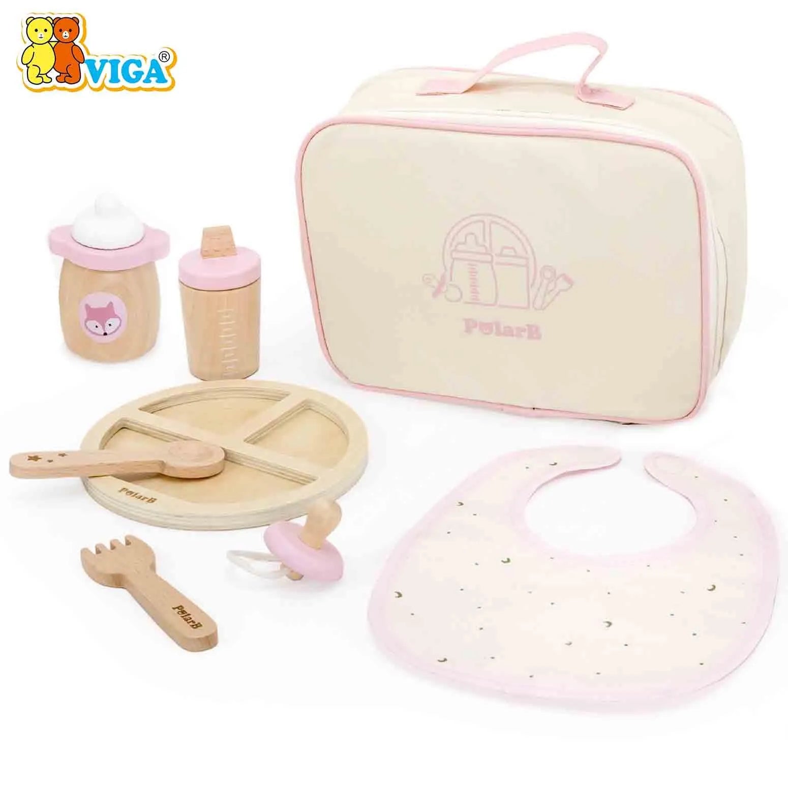 Wooden Doll Feeding Set Bag - with Bottle and Bib