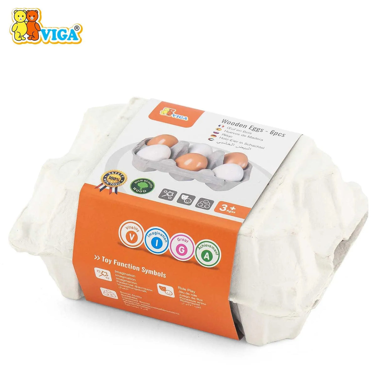 Viga Wooden Eggs 6pcs Set