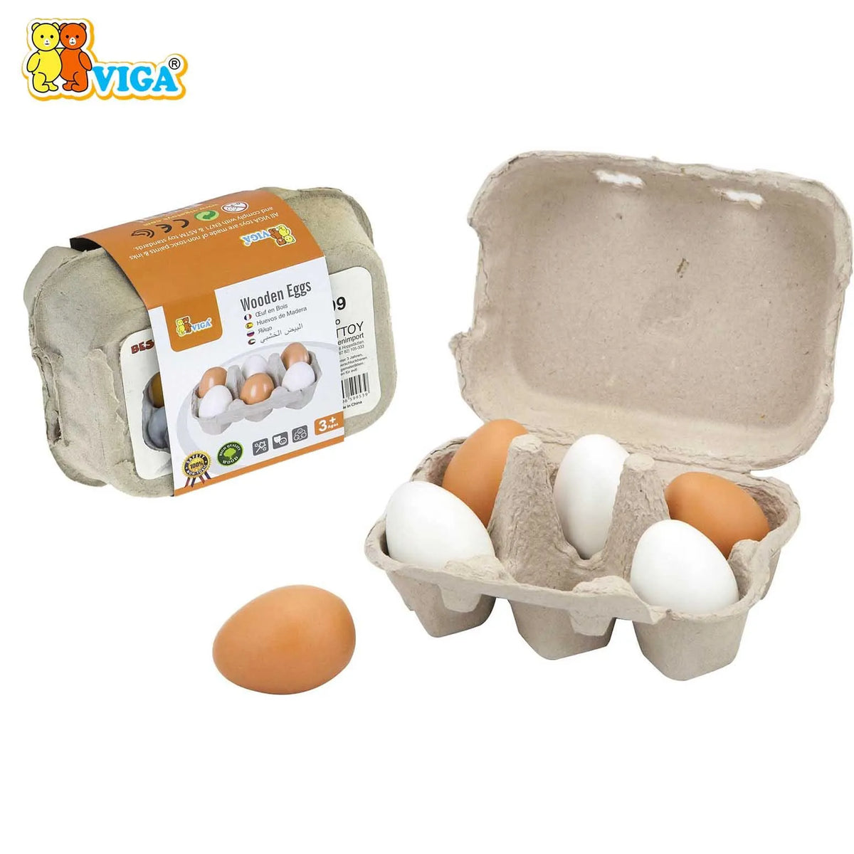 Viga Wooden Eggs 6pcs Set