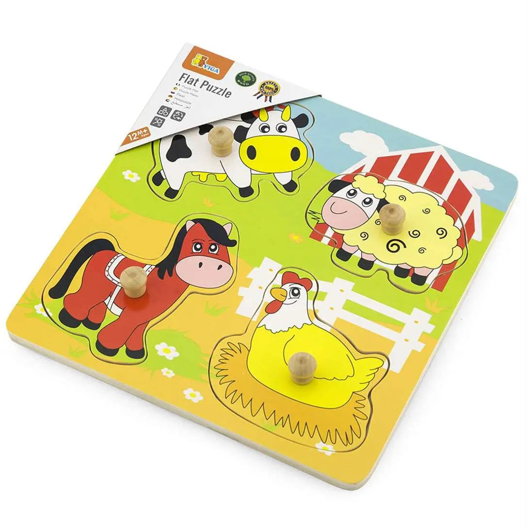 Wooden Flat Puzzle - Farm Animals