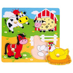 Wooden Flat Puzzle - Farm Animals
