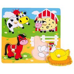 Wooden Flat Puzzle - Farm Animals