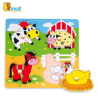 Wooden Flat Puzzle - Farm Animals
