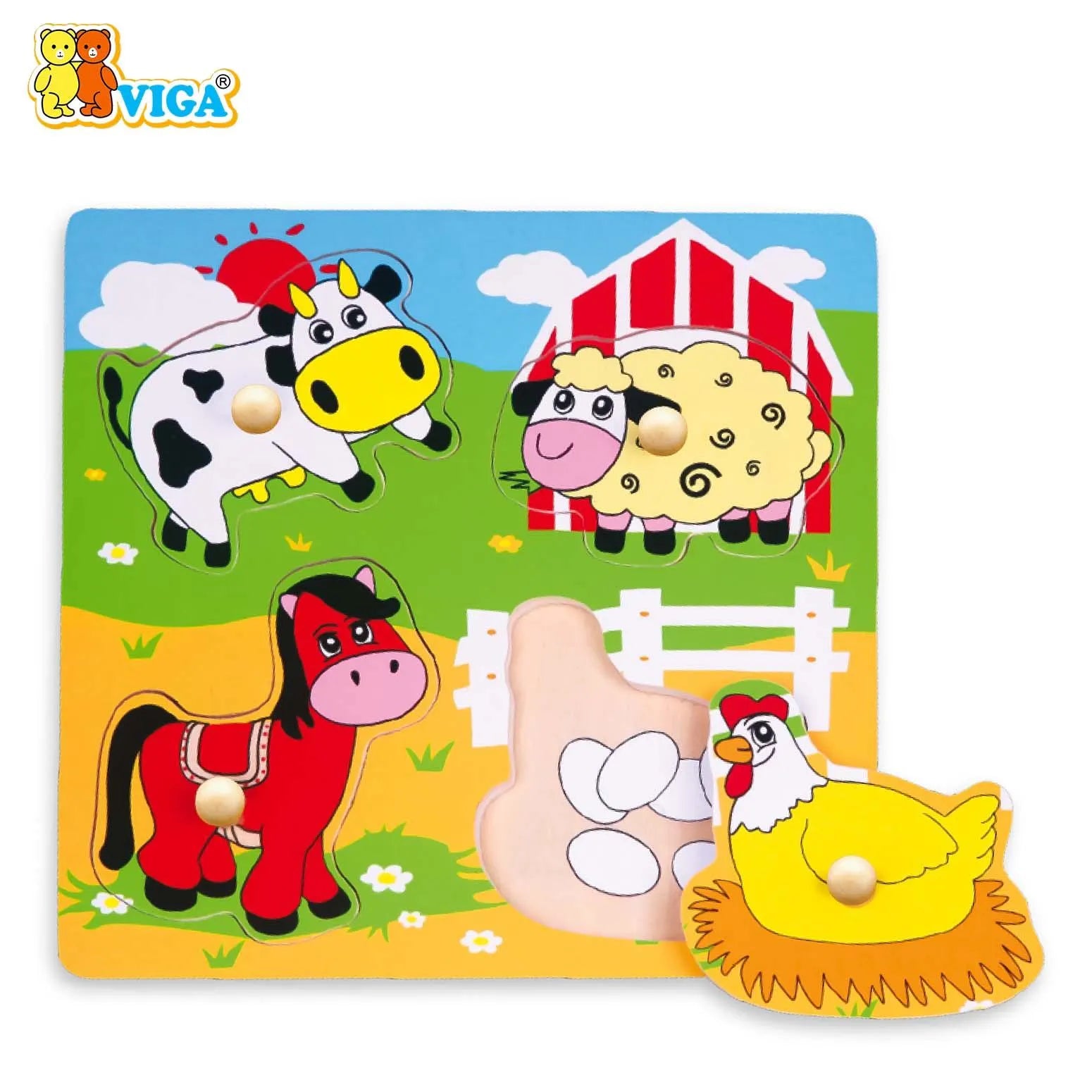 Wooden Flat Puzzle - Farm Animals