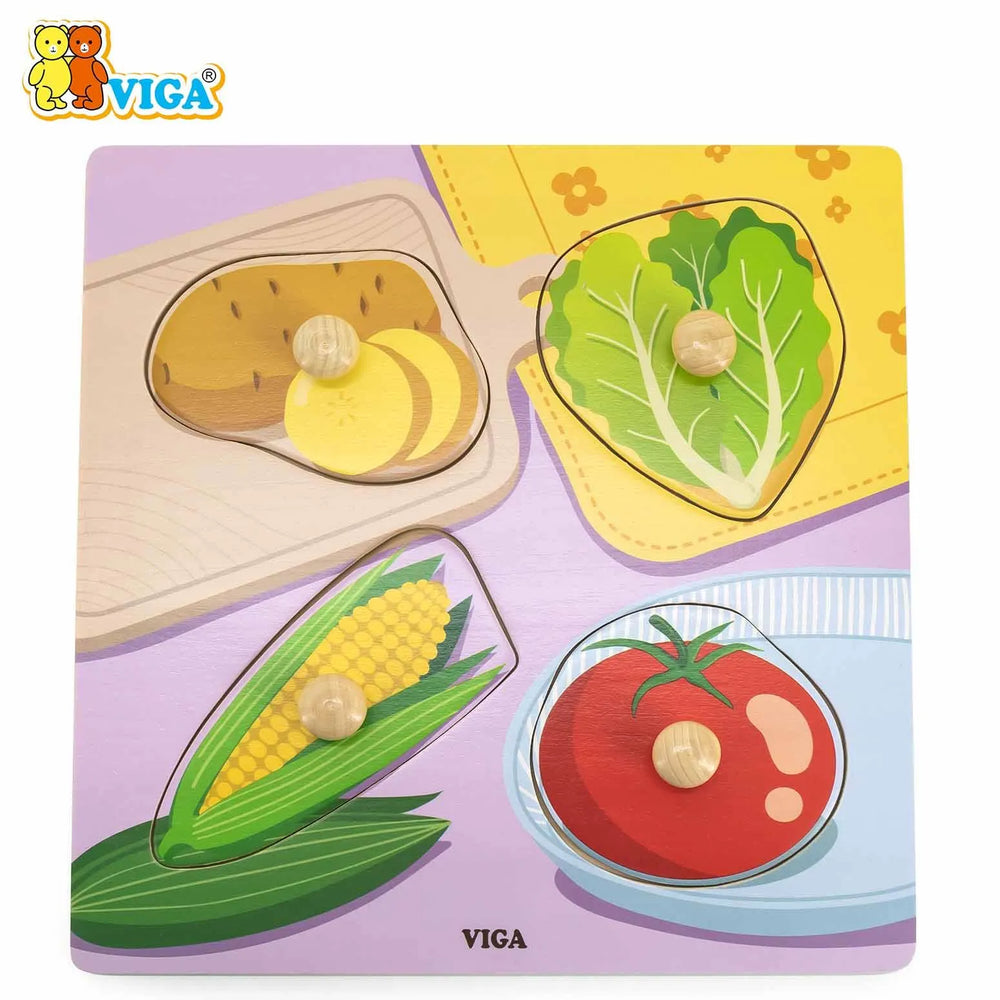 Wooden Knob Puzzle - Vegetable