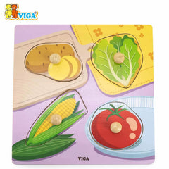 Wooden Knob Puzzle - Vegetable