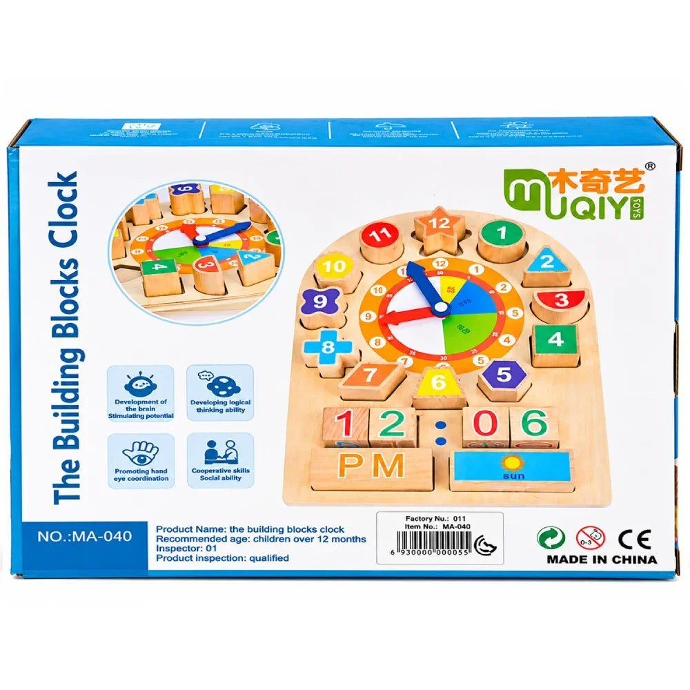 Wooden Shape Sorting Learning Clock