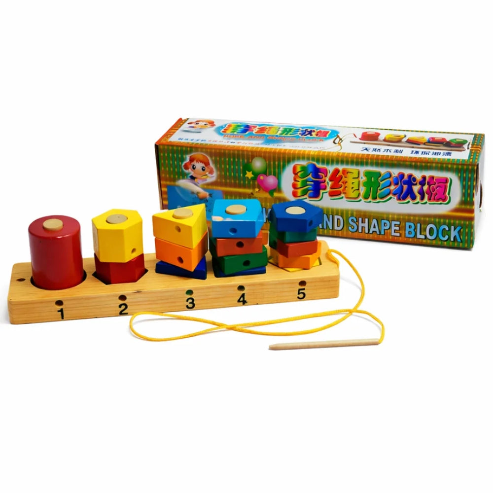 Wooden Threading Shapes Learning Toy