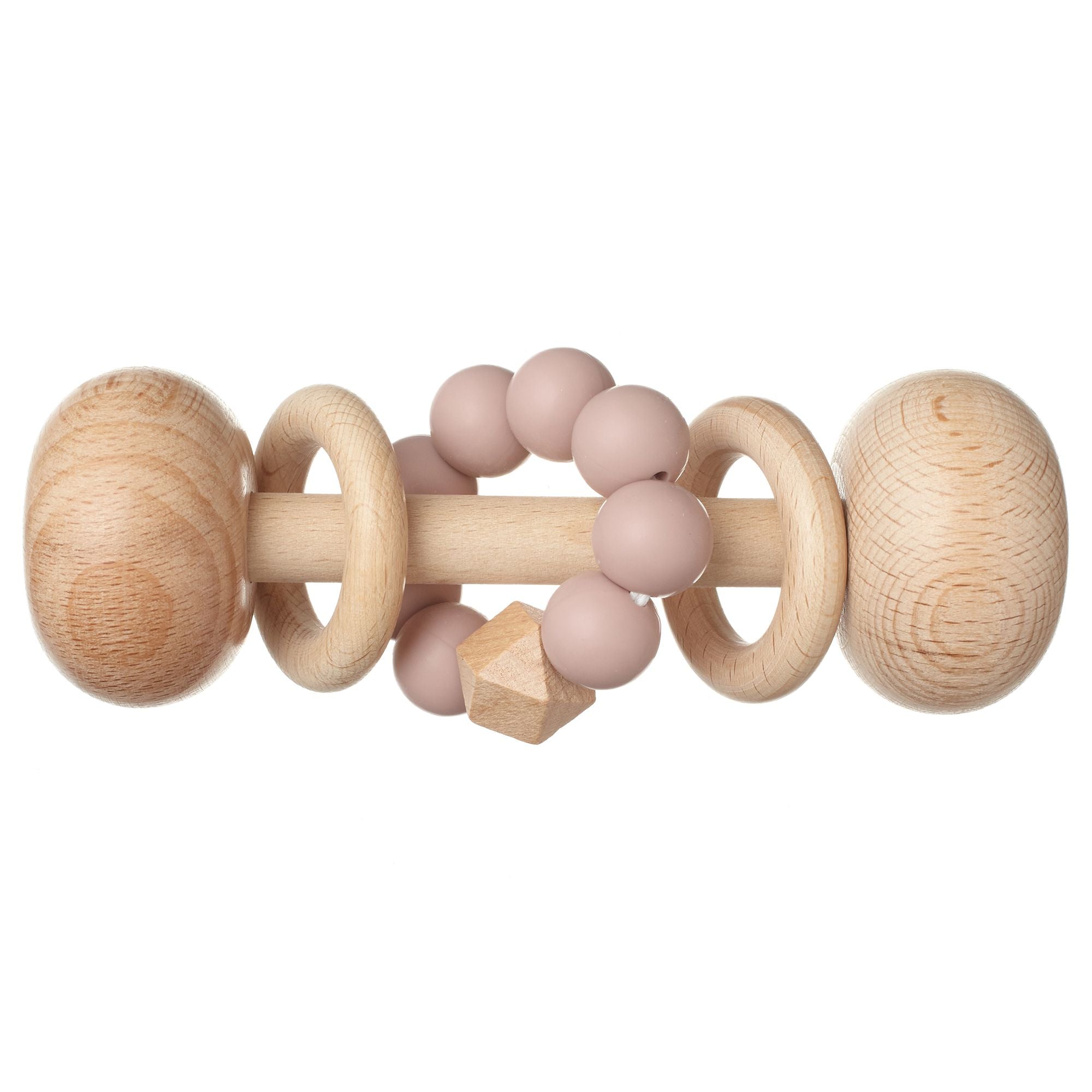 Blush Wooden Rattle Toys for Babies with Silicone Beads