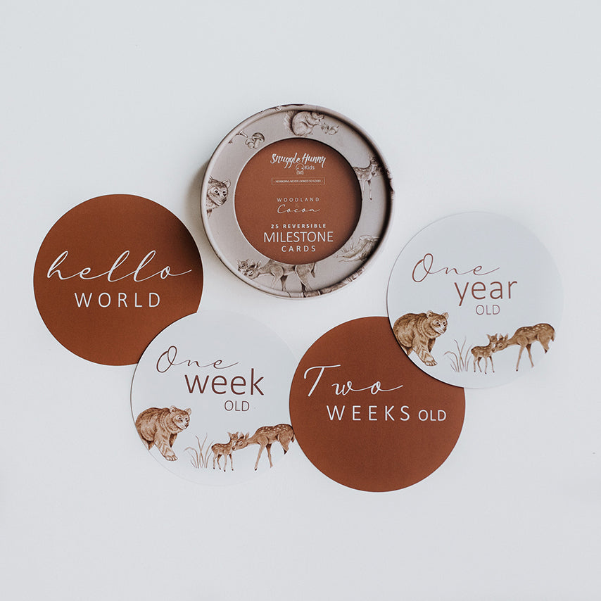 Woodland and Cocoa Reversible Milestone Cards