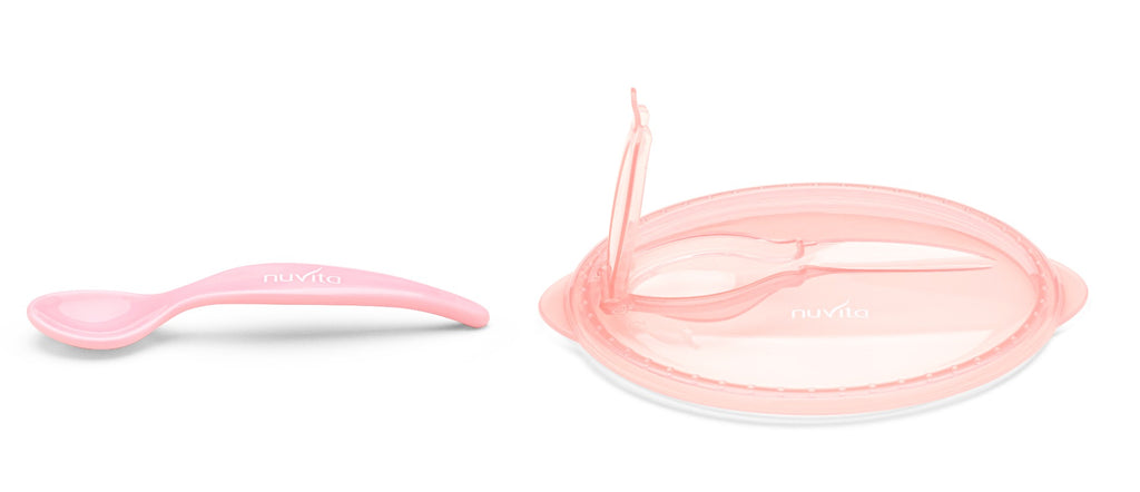 Nuvita Bowl with lid, spoon and suction cup. Pink