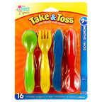 The First Years -Take & Toss Toddler Flatware (Fork/Spoon/Knife) (Pack of 16)