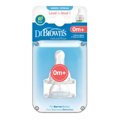 Dr.Brown's Level-1 Silicone Narrow Nipple, 2-Pack (+0 month )
