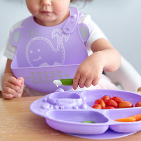 Toddler Divided Plate with Strong Suction Base - Green