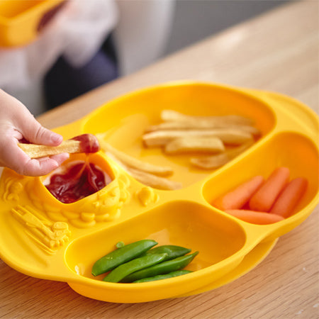 Toddler Divided Plate with Strong Suction Base - Yellow