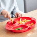 Toddler Divided Plate with Strong Suction Base - Red