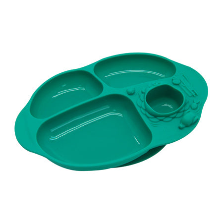 Toddler Divided Plate with Strong Suction Base - Green