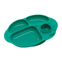 Toddler Divided Plate with Strong Suction Base - Green