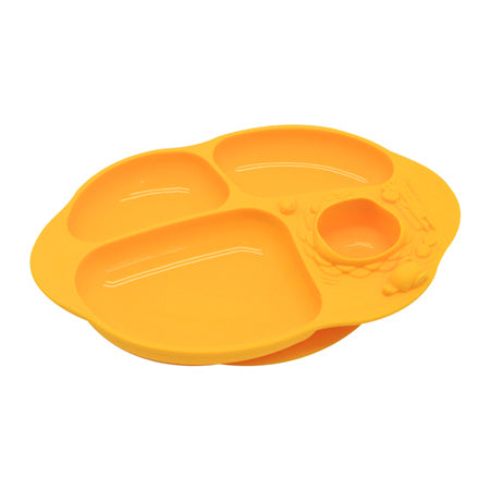 Toddler Divided Plate with Strong Suction Base - Yellow