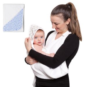 Blue Floral Hands Free Baby Bath Towel Apron