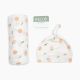 Lulujo Hello World Swaddle & Hat Set - Peaches