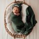 Olive Baby Jersey Wrap and Beanie Set