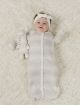 New-born Organic Baby Convertible Romper - Grey Ombre Stripes