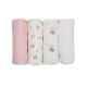 Lulujo 4-Pack Bamboo Muslin Swaddle Blankets - Berries & Peaches