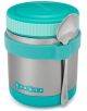 YUMBOX ZUPPA - WIDE MOUTH THERMAL FOOD JAR 14 OZ. (1.75 CUPS) with Spoon and Silicone Band - Caicos Aqua