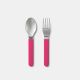 PLANET BOX MAGNETIC UTENSIL SET SS 430 AND LFGB FORK AND SPOON WITH SILICONE HANDLES -RASPBERRY
