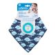 DR.BROWN'S BANDANA BIB W/ TEETHER, 1-PACK, WHALES (BLUE WITH TURQUOISE TEETHER)