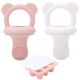 Food & Fruit Feeder Pacifier 3pc Set for Baby with Freezer Tray - Pink & White