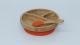 Mori Mori round plate with spoon and silicone suction orange