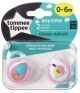 Tommee Tippee  Anytime Soother, Pack of 2,  (0-6 months) - White,Blue & Pink